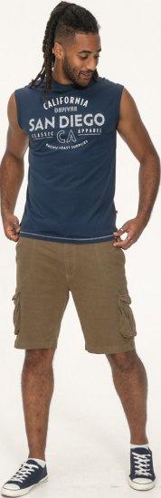 D555 Havant San Diego Printed Sleeveless T-Shirt French Navy - Tricouri - Tricouri Bărbați Mărimi Mari
