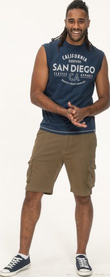 D555 Havant San Diego Printed Sleeveless T-Shirt French Navy - Tricouri - Tricouri Bărbați Mărimi Mari