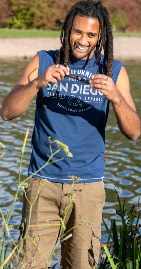 D555 Havant San Diego Printed Sleeveless T-Shirt French Navy - Tricouri - Tricouri Bărbați Mărimi Mari