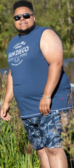 D555 Havant San Diego Printed Sleeveless T-Shirt French Navy - Tricouri - Tricouri Bărbați Mărimi Mari
