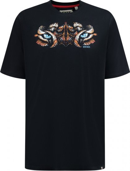 D555 Leamington Tiger Eyes Printed Crew Neck T-shirt Black - Tricouri - Tricouri Bărbați Mărimi Mari