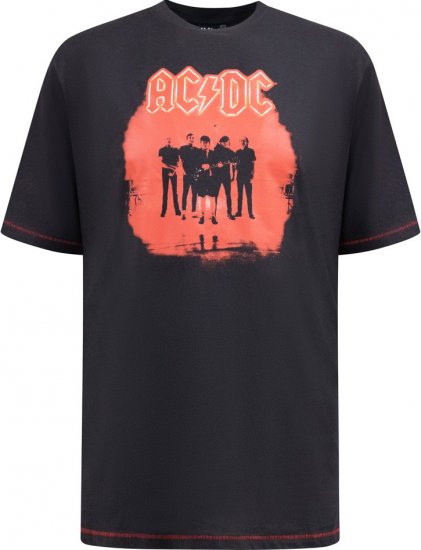 D555 Uxbridge Official AC/DC Band Printed Crew Neck T-Shirt Washed Black TALL SIZES - Tricouri - Tricouri Bărbați Mărimi Mari
