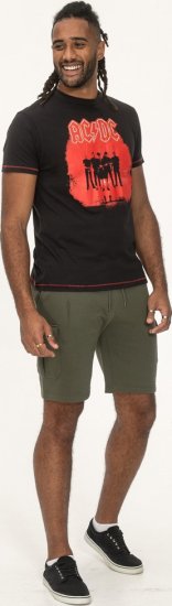 D555 Uxbridge Official ACDC Band Printed Crew Neck T-Shirt Washed Black - Tricouri - Tricouri Bărbați Mărimi Mari