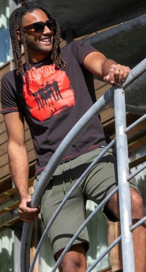 D555 Uxbridge Official ACDC Band Printed Crew Neck T-Shirt Washed Black - Tricouri - Tricouri Bărbați Mărimi Mari