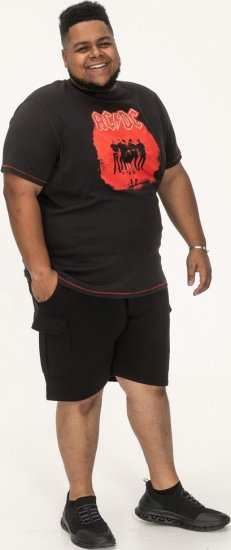 D555 Uxbridge Official AC/DC Band Printed Crew Neck T-Shirt Washed Black TALL SIZES - Tricouri - Tricouri Bărbați Mărimi Mari