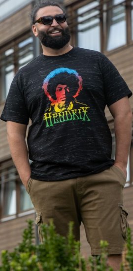D555 Hendrix Official Jimi Hendrix Printed Crew Neck T-Shirt Black Reno - Tricouri cu trupe - 