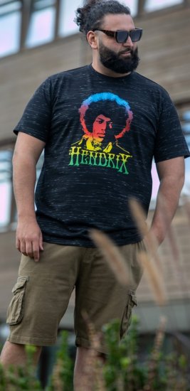 D555 Hendrix Official Jimi Hendrix Printed Crew Neck T-Shirt Black Reno - Tricouri cu trupe - 