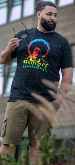 D555 Hendrix Official Jimi Hendrix Printed Crew Neck T-Shirt Black Reno - Tricouri cu trupe - 
