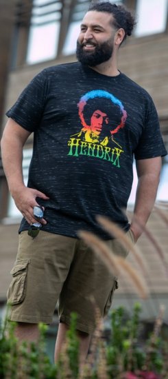 D555 Hendrix Official Jimi Hendrix Printed Crew Neck T-Shirt Black Reno - Tricouri cu trupe - 