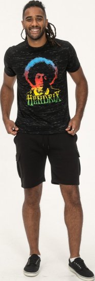 D555 Hendrix Official Jimi Hendrix Printed Crew Neck T-Shirt Black Reno - Tricouri cu trupe - 