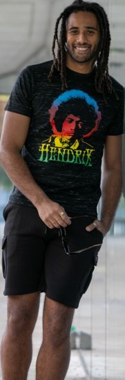 D555 Hendrix Official Jimi Hendrix Printed Crew Neck T-Shirt Black Reno - Tricouri cu trupe - 