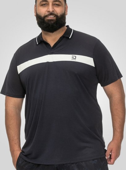 D555 Hinckley Stretch Polo With Contrast Tipping Collar Navy - Tricouri polo - Tricouri Polo Bărbați Mărimi Mari