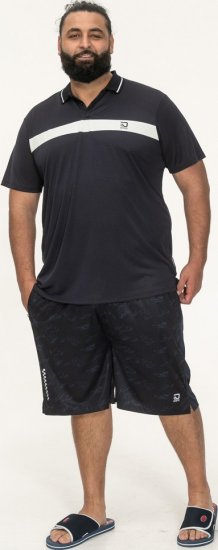 D555 Hinckley Stretch Polo With Contrast Tipping Collar Navy - Tricouri polo - Tricouri Polo Bărbați Mărimi Mari