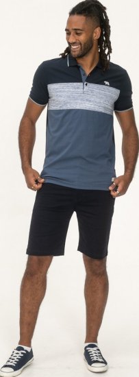 D555 Leeds Cut And Sew Polo With Jacquard Collar And Cuffs Navy - Tricouri polo - Tricouri Polo Bărbați Mărimi Mari