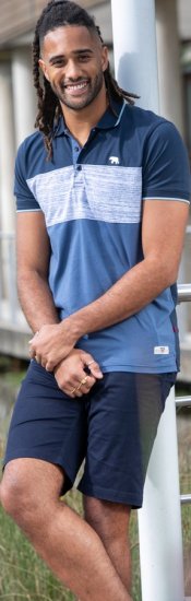 D555 Leeds Cut And Sew Polo With Jacquard Collar And Cuffs Navy - Tricouri polo - Tricouri Polo Bărbați Mărimi Mari