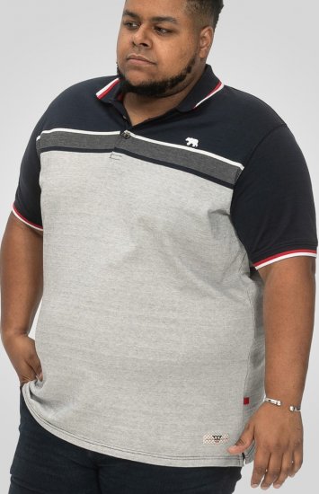 D555 Tipton Stripe Jacquard Short Sleeve Polo Navy - Tricouri polo - Tricouri Polo Bărbați Mărimi Mari