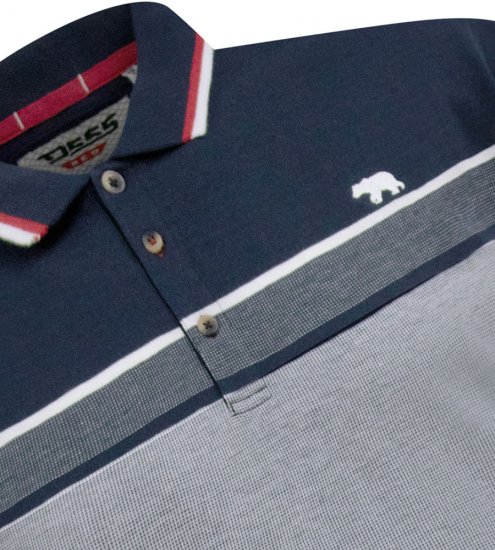 D555 Tipton Stripe Jacquard Short Sleeve Polo Navy - Tricouri polo - Tricouri Polo Bărbați Mărimi Mari