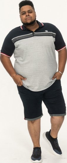 D555 Tipton Stripe Jacquard Short Sleeve Polo Navy - Tricouri polo - Tricouri Polo Bărbați Mărimi Mari