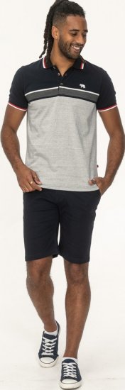 D555 Tipton Stripe Jacquard Short Sleeve Polo Navy - Tricouri polo - Tricouri Polo Bărbați Mărimi Mari