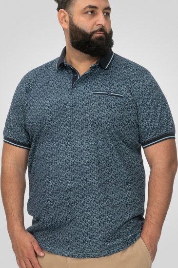 D555 Woolwich AOP Polo Shirt With Ribbed Collar Blue - Tricouri polo - Tricouri Polo Bărbați Mărimi Mari