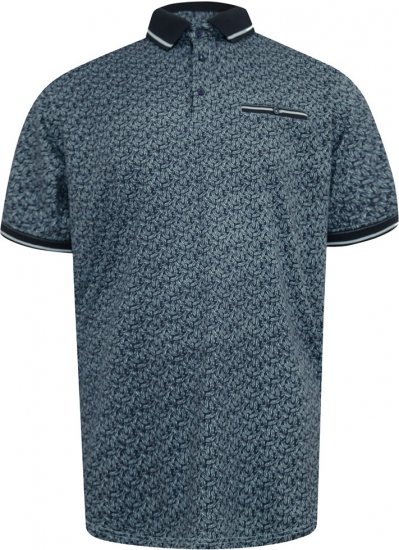 D555 Woolwich AOP Polo Shirt With Ribbed Collar Blue - Tricouri polo - Tricouri Polo Bărbați Mărimi Mari