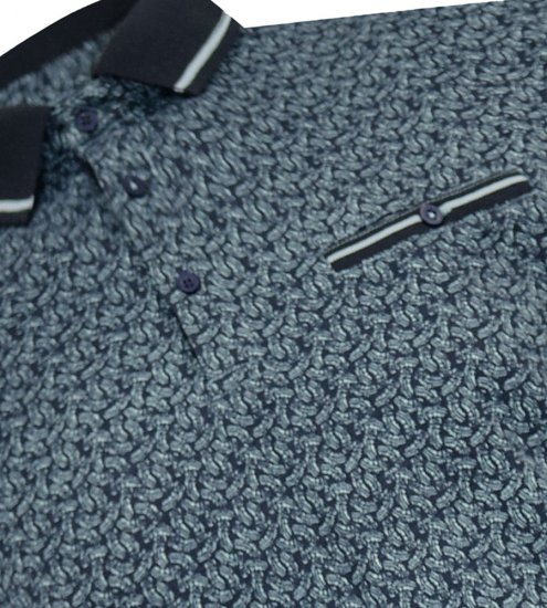 D555 Woolwich AOP Polo Shirt With Ribbed Collar Blue - Tricouri polo - Tricouri Polo Bărbați Mărimi Mari