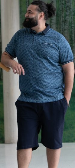 D555 Woolwich AOP Polo Shirt With Ribbed Collar Blue - Tricouri polo - Tricouri Polo Bărbați Mărimi Mari