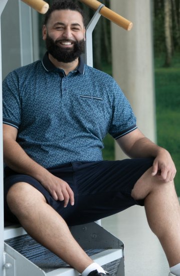 D555 Woolwich AOP Polo Shirt With Ribbed Collar Blue - Tricouri polo - Tricouri Polo Bărbați Mărimi Mari