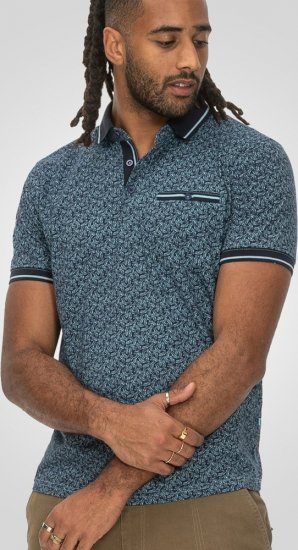 D555 Woolwich AOP Polo Shirt With Ribbed Collar Blue - Tricouri polo - Tricouri Polo Bărbați Mărimi Mari