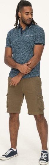 D555 Woolwich AOP Polo Shirt With Ribbed Collar Blue - Tricouri polo - Tricouri Polo Bărbați Mărimi Mari