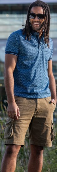 D555 Woolwich AOP Polo Shirt With Ribbed Collar Blue - Tricouri polo - Tricouri Polo Bărbați Mărimi Mari