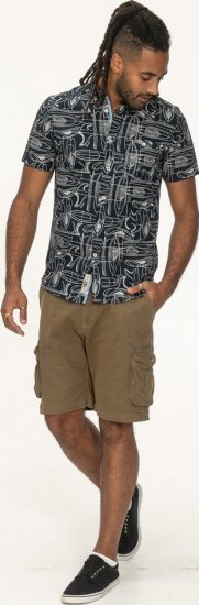 D555 Worthing Surf AOP Short Sleeve Button Down Collar Shirt Navy - Cămăși - Cămăși Bărbați Mărimi Mari