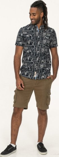 D555 Worthing Surf AOP Short Sleeve Button Down Collar Shirt Navy - Cămăși - Cămăși Bărbați Mărimi Mari