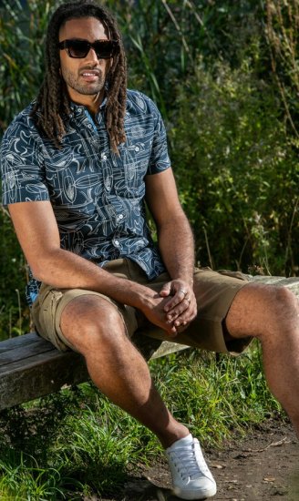 D555 Worthing Surf AOP Short Sleeve Button Down Collar Shirt Navy - Cămăși - Cămăși Bărbați Mărimi Mari