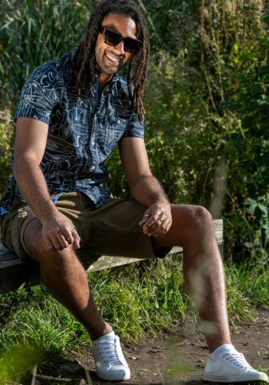 D555 Worthing Surf AOP Short Sleeve Button Down Collar Shirt Navy - Cămăși - Cămăși Bărbați Mărimi Mari