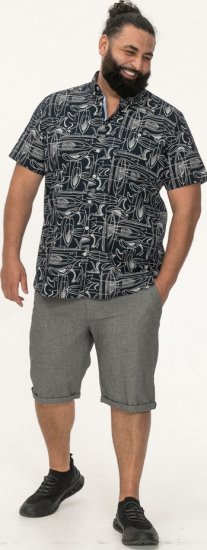 D555 Worthing Surf AOP Short Sleeve Button Down Collar Shirt Navy - Cămăși - Cămăși Bărbați Mărimi Mari