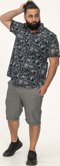 D555 Worthing Surf AOP Short Sleeve Button Down Collar Shirt Navy - Cămăși - Cămăși Bărbați Mărimi Mari