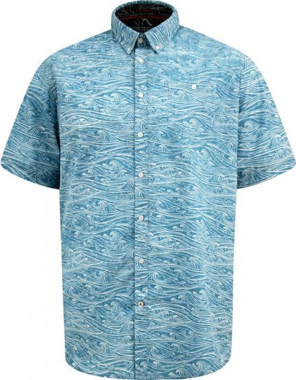 D555 Torquay AOP Short Sleeve Button Down Collar Shirt Blue Wave - Cămăși - Cămăși Bărbați Mărimi Mari