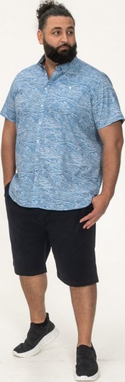 D555 Torquay AOP Short Sleeve Button Down Collar Shirt Blue Wave - Cămăși - Cămăși Bărbați Mărimi Mari