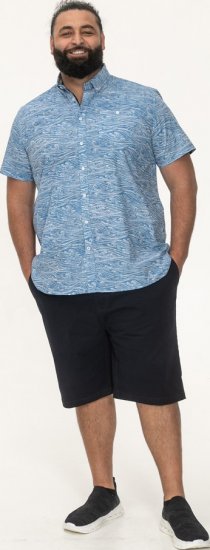 D555 Torquay AOP Short Sleeve Button Down Collar Shirt Blue Wave - Cămăși - Cămăși Bărbați Mărimi Mari