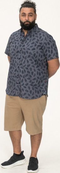 D555 Kettering Hawaiian Leaf AOP Short Sleeve Button Down Collar Shirt Denim - Cămăși - Cămăși Bărbați Mărimi Mari