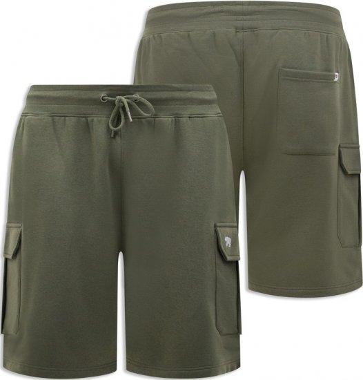 D555 Wigan 1 Elasticated Waist Fleece Cargo Shorts Khaki - Pantaloni trening - Pantaloni Trening Bărbați Mărimi Mari