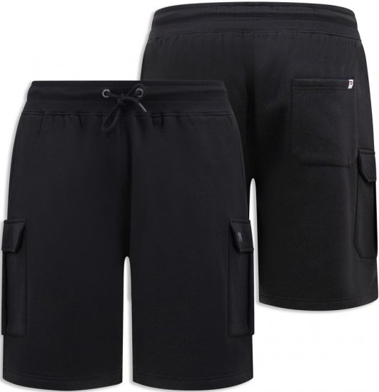 D555 Wigan 2 Elasticated Waist Fleece Cargo Shorts Black - Pantaloni trening - Pantaloni Trening Bărbați Mărimi Mari