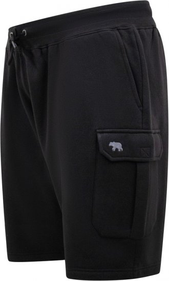 D555 Wigan 2 Elasticated Waist Fleece Cargo Shorts Black - Pantaloni trening - Pantaloni Trening Bărbați Mărimi Mari