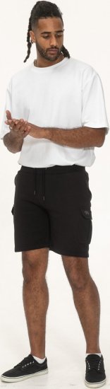 D555 Wigan 2 Elasticated Waist Fleece Cargo Shorts Black - Pantaloni trening - Pantaloni Trening Bărbați Mărimi Mari