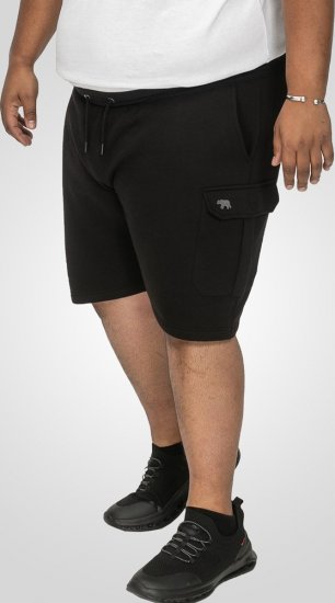 D555 Wigan 2 Elasticated Waist Fleece Cargo Shorts Black - Pantaloni trening - Pantaloni Trening Bărbați Mărimi Mari