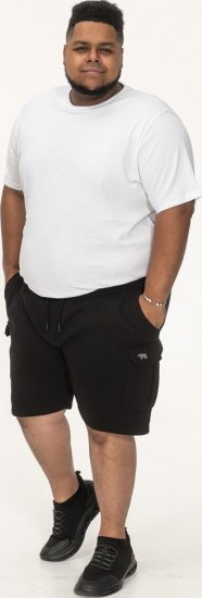 D555 Wigan 2 Elasticated Waist Fleece Cargo Shorts Black - Pantaloni trening - Pantaloni Trening Bărbați Mărimi Mari