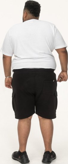 D555 Wigan 2 Elasticated Waist Fleece Cargo Shorts Black - Pantaloni trening - Pantaloni Trening Bărbați Mărimi Mari