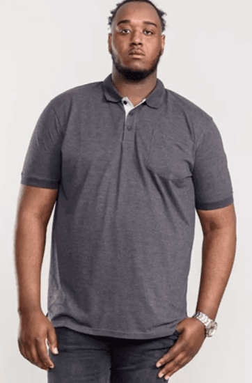 D555 Grant Polo Shirt Charcoal - Tricouri polo - Tricouri Polo Bărbați Mărimi Mari