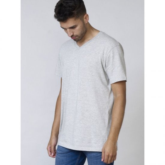 D555 Signature V-neck T-shirt Grey - Tricouri - Tricouri Bărbați Mărimi Mari